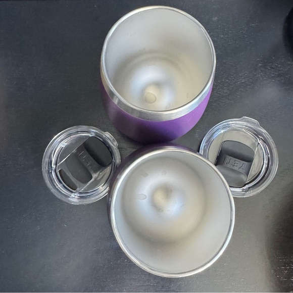 Pair of Yeti Rambler Wine Tumbler Rambler Dark Purple Eggplant Color with Lids - Picture 3 of 6